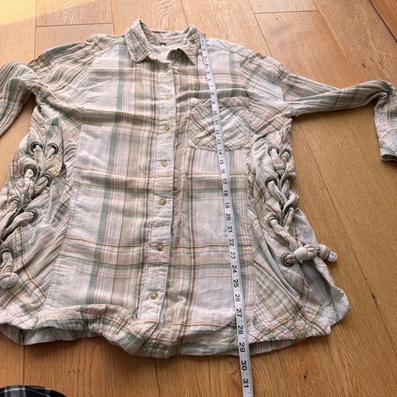 FREE PEOPLE Nordic Day Top In Ivory  Button down plaid shirt - XS - Picture 12 of 17
